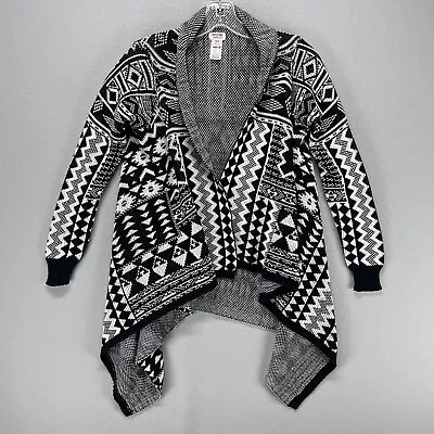 Mossimo Women's Cardigan Sweater Medium Black Open Front Long Sleeve Knit Aztec • $7.16