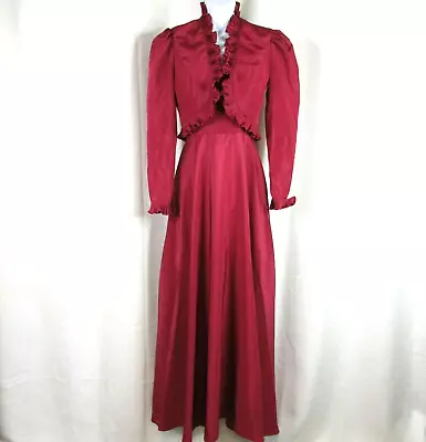 Satiny Victorian Gothic Steampunk Long Dress & Jacket Size 9/10 Costume FLAWS • $49.50