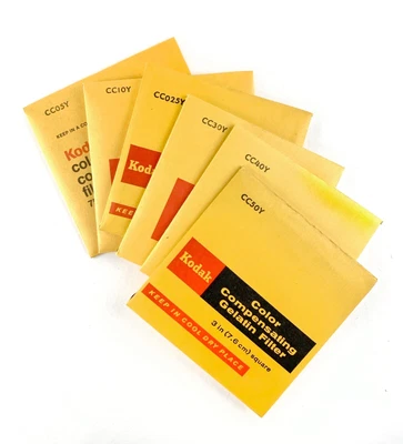 $35 • Buy (6) New Kodak 3 X3  Cc Yellow Wratten Gelatin Filters 05y, 10y, 25y,30y,40y, 50y