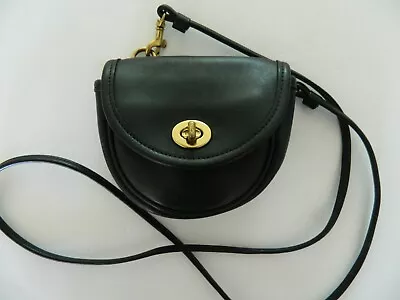 Vintage Coach Mini Belt Bag Crossbody Purse Black Leather • $75