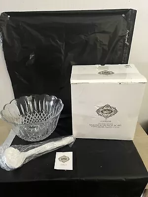 Godinger Shannon Lead Crystal Glass Punch Bowl  Silver Plate Ladel - Never Used • $49.99
