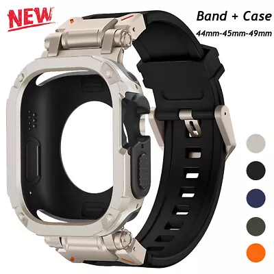 For Apple Watch Ultra2 49mm 987 44/45mm Mod Kit PC+TPU Case Silicone Band Strap • $23.80