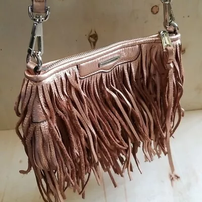 Rebecca Minkoff Rose Gold Leather Fringed Cross Body Bag  • $39.99