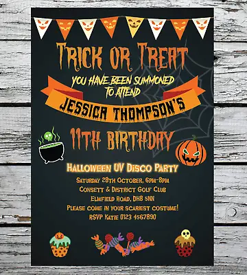 10 Personalised Halloween Birthday Disco Party Invitations Fancy Dress Boy Girl • £8.31