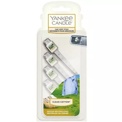 Yankee Candle® Car Vent Sticks Air Freshener - Clean Cotton - Pack Of 4 • £5.40