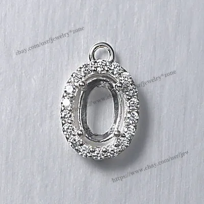$6.48 • Buy Pre Notched Cabochon Oval 5x3mm Setting Sterling Silver Pendant/Earring Mount