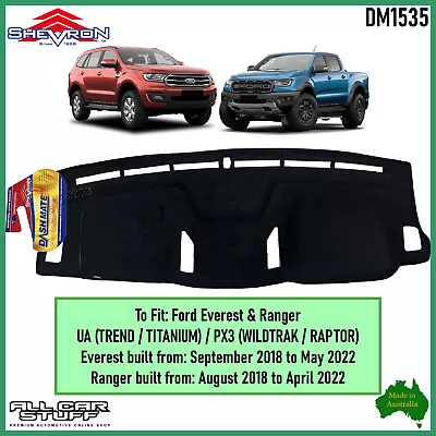 Black Dash Mat For Ford Ranger PX3 Wildtrak/Raptor & Ford Everest UA2 (DM1535) • $79.99