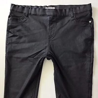 Ladies F&F Jeggings Skinny Black Coated Jeans Size 20 R W38 L28 (288B) • £14.99