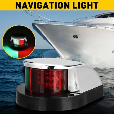 LED Marine Boat Yacht Bow Ship Deck Navigation Light Nav Lamp 12V 2NM Green +Red • $13.99