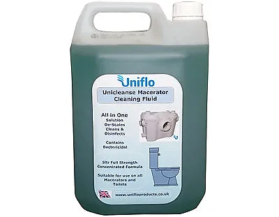 Uniflo Unicleanse Macerator Descaler 5L Cleaning  Fluid For Use On Saniflo. • £14.99