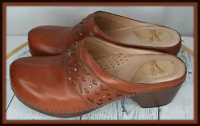$39.66 • Buy DANSKO Shyanne Brown Leather Cutout Clogs Size EURO 38 Or US 7.5 03/09/2010 