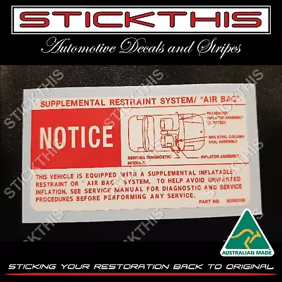 Holden And HSV VS III Series 3 Statesman - SRS Air Bag Strut Tower Decal Sticker • $17.50