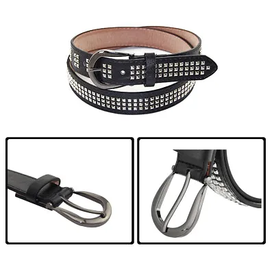 3 Row Pyramid Rivets Studded Black Punk Rock Goth Biker Girls Ladies Waist Belt • £6.89