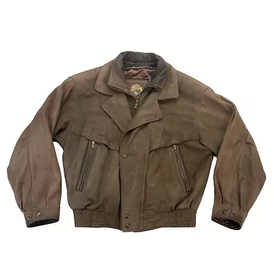 Vtg Wilsons Adventure Bound Brown Leather Bomber Jacket Coat Mens M • $42.95