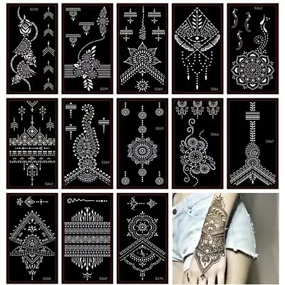 £3.99 • Buy X2 Henna Mendhi Body Paint Stencils, Stick On Easy Patterns. UK Based Seller.