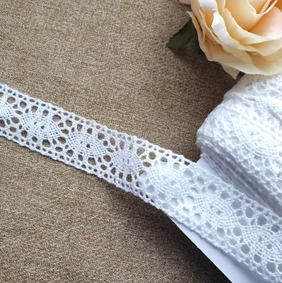 CLEARANCE SALE 1m X 30mm White Cotton Crochet  Lace Trim New Same Both Sides • £2.50