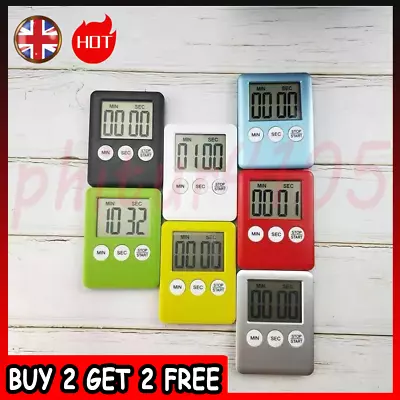Magnetic LCD Digital Kitchen Timer Count-Down Up Clock Cooking Loud Alarm UK NEW • £3.24