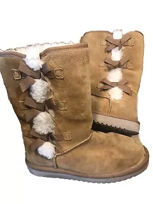 Koolaburra UGG Womens Boots Size 9 Classic Tall Chestnut Suede Faux Fur Lined • $19.99