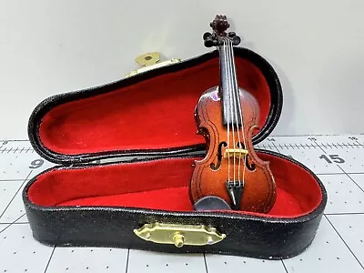 Miniature Dollhouse Artisan 4” Violin Without Bow In Black Case • $12.50