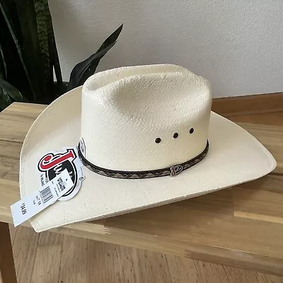 Justin Milano Ivory Hard Coated Straw Western Cowboy Hat 7 1/4 58 • $32