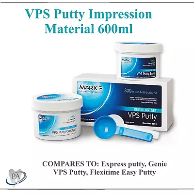 Dental VPS Putty Impression Material 600ml ( 300ml Base & 300ml Catalyst) USA • $29.95