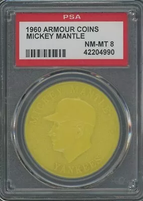 Mickey Mantle 1960 Armour Coins  Yellow  ** PSA 8 ** Great Mantle Item ! • $219.99