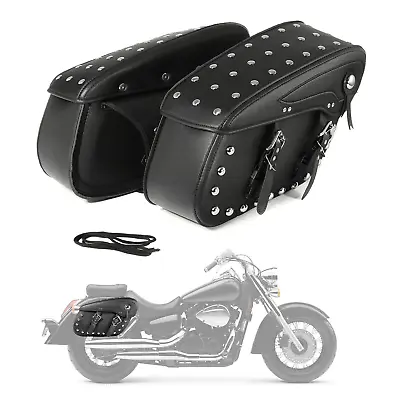Motorcycle Saddle Bags PU Leather Bags Motorbike Side Saddlebags Luggage Pannier • $120.45