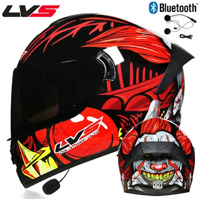 Bluetooth Flip Up Motorcycle Helmet Dual Lens Moto Full Face Street Bike DOT • $112.66