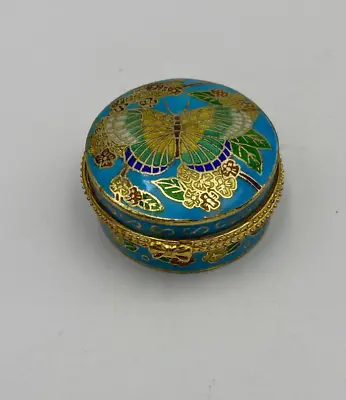 Cloisonne Enamel Butterfly Trinket Box • $14.40