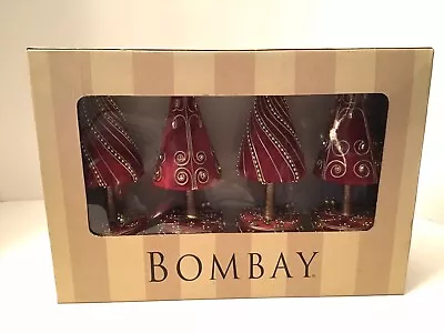 Vintage NOS NIB Bombay Company Christmas Table Place Card Holders Trees Red Gold • $34.99