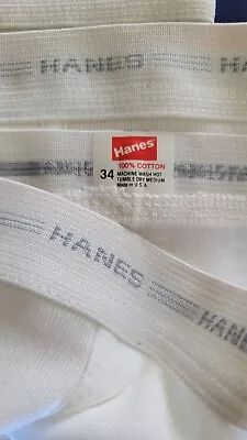 Vtg 3 White HANES 3 Briefs Underwear Tighty Whities  34 USA • $15