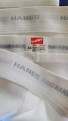 Vtg 4 White HANES Briefs Underwear Tighty Whities  34 USA • $17