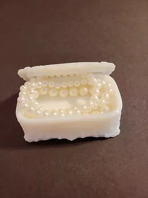  VTG Kemple Milk Glass Trinket Box & Lid ~ Beautifully Embossed W/ Faux  Pearls • $12