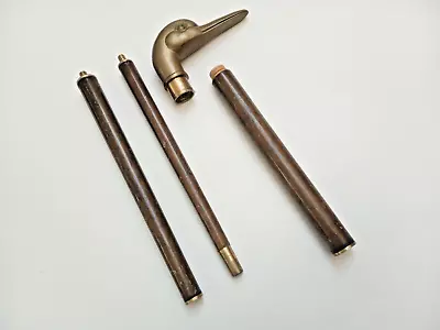 Vintage Brass Duck Head Walking Stick Handle Vgc In Four Brass Screw Joint Parts • £16