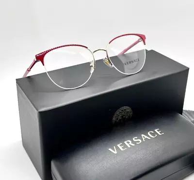 VERSACE 1247 1408 Women Eyeglasses 52-17-140 Red/ Pale Gold 100% Authentic • $82.68