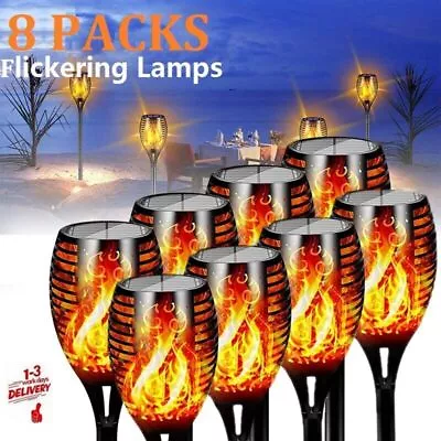 £19.98 • Buy 8× Flame Effect Solar Outdoor Lights Stake Garden Path Flickering LED Torch Lamp