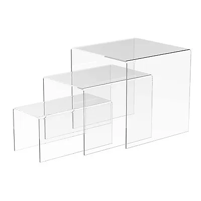 Clear Large Acrylic Nesting Plinths Shelf Riser Shop Jewellery Display Stands • £33.45