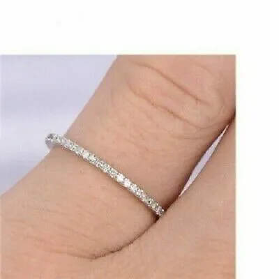 0.80Ct Round Cut Lab-Created Diamond Eternity Wedding Ring 14K White Gold Finish • $119.65