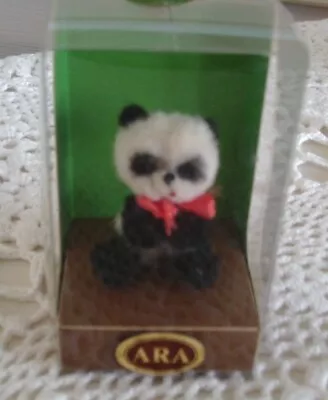 Vintage ARA Wool Miniature Panda Bear Teddy Pristine Condition Austria Handmade • $24.99