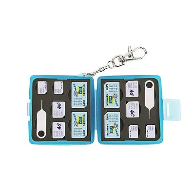 JJC MC-9B Memory Card Case Fits 4 SIM 4 Micro SIM 4 Nano SIM PA-4X Phone Blue  • $8.99