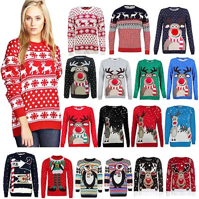 $13.42 • Buy Christmas Xmas Women Novelty Knitted Jumper Sweater Retro Vintage Plus Size 8-26