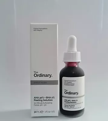 The Ordinary Peeling Solution AHA 30% + BHA 2% 30Ml 10-Minute Exfoliating New • £16.25