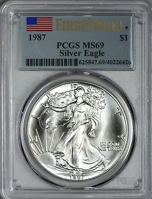 1987 American Silver Eagle PCGS MS69 First Strike RARE IN FIRST STRIKE • $89.99