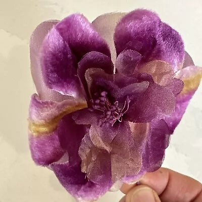 Gorgeous Antique Vintage Velvet Purple Millinery Flower • $7