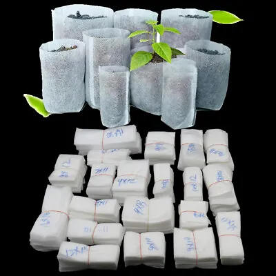 £12.34 • Buy 100/200 Biodegradable Non-woven Nursery Bags Plant Pot Home Garden Tool