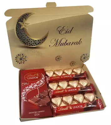 Lindt Lindor Milk Chocolate Bars & Hearts Gift Box Hamper Happy Eid Mubarak • £12.99