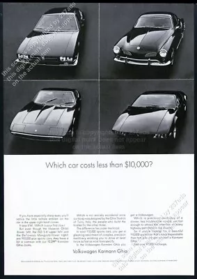 1969 VW Volkswagen Karmann Ghia Maserati Ghibli DeTomaso Iso Cars Vtg Print Ad • $9.99