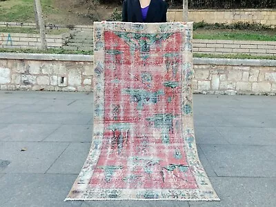 Vintage Anatolian Hand Knotted Antique Rug Oushak Wool Handmade Turkish Area Rug • $488.96