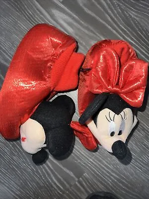 Minnie Mouse Red Glitter Slippers New Tags Novelty 3 D Size 12.5 EU 31 • £12.99