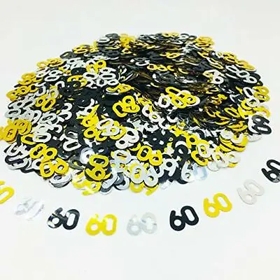 £2.79 • Buy Party Table Confetti Decorations Black Gold & Silver 60th Birthday Age Sprinkles